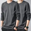 Nueva camiseta de manga larga para hombre 2026, top elástico de primavera y otoño, capa base holgada de peso pesado, camisa de manga corta para hombre