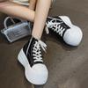 Zapatos de Tela de Piel de Vaca con Tacón Alto y Suela Gruesa para Mujer, Zapatos de Plataforma Casuales para Personas Bajas, Zapatos de Caña Alta Feos y Lindos para Dedo Gordo, Zapatos de Mujer con Cremallera Lateral y Cordones