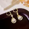 Pendientes de Gota de Agua con Piedra Ojo de Gato de Lujo Nicho Estilo Coreano Modernos y Elegantes Pendientes de Circonita Pendientes Versátiles de Gama Alta