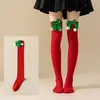Meias de Cano Alto com Laço Transfronteiriço para Halloween, Natal, Feriados Europeus e Americanos, Bolinha de Pelo, Listradas Finas, para Deixar as Pernas Bonitas