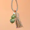 Colgante de calabaza lacada estilo chino tradicional con borlas, llavero, artículo decorativo, cuentas de oración, accesorio para cadena de teléfono