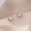 Aretes para Mujer, Aretes de Flor Corazón con Circonita Micro-pavimentada de Cobre, Nueva Moda de Nicho, Diseño Simple, Joyería de Temperamento y Versátil