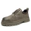 Zapatos de trabajo para hombre, primavera 2025, nuevos, de alta calidad, de caña baja, botas de ruibarbo, capa superior de piel de cerdo, zapatos casuales retro de suela gruesa para hombre