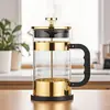 Prensa francesa de vidrio espesado resistente al calor con filtro de acero inoxidable, un infusor de té para el hogar y una cafetera de vertido manual equipada con filtro