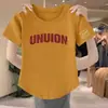 Ropa para mujer de talla grande, camiseta retro de manga corta con diseño de algodón sintético, estilo Hong Kong de verano, top chic de nicho para mujer con hombros normales