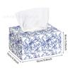 CHZ007 Caixa de Lenços Longa de Porcelana Azul e Branca Festa Talheres de Feriado Estilo Chinês Descartável Portátil