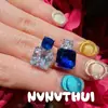 Joyería Azul Real Diamante Cuadrado Botella de Perfume Pendientes Asimétricos Accesorios de Banquete de Alta Gama Pendientes de Piedra Azul Sintética