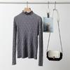 Outono e Inverno 2024 Nova Moda Elegante Gola Média Alta Suéter Interno Base Tricô Top para Mulheres