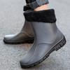 Botas de Lluvia Antideslizantes Cálidas de Moda para Hombre, Botas de Goma de Caña Media Larga, Zapatos para el Agua de Caña Alta, Botas Impermeables para Cocina, Pesca, Lavado de Autos, Trabajo