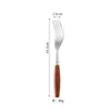 Juego de Cuchillo, Tenedor y Cuchara de Acero Inoxidable 304 con Mango de Almendra Estilo Ins, Cuchillo, Tenedor y Cuchara para Bistec Vintage, Cuchara de Postre, Cuchara para Mezclar