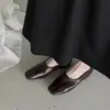 Zapatos de Cuero Suave con Suela Flexible, Puntera Cuadrada, Tacón Bajo, Fáciles de Poner, Versión de Alta Gama Exportable para Viajar
