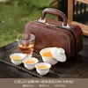 Conjunto de Chá de Viagem de Gordura de Ovelha Jade Bule de Chá Cerâmico Portátil Gaiwan Xícaras de Chá de Porcelana Branca para Exterior Bolsa de Transporte para Sair
