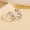 Nuevos Pendientes Pequeños de Herradura con Incrustaciones de Zirconia de Cobre, Diseño de Nicho Europeo y Americano, Versátiles, de Gama Alta, Pendientes de Lujo Ligero