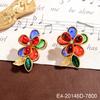 Brincos Simples Retrô, Brincos de Flor de Metal Vintage, Brincos Assimétricos de Pedras Coloridas de Nicho para Mulheres, Estilo Artístico