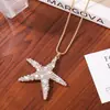 Collar Colgante de Estrella de Mar Serie Oceánica Transfronteriza para Mujer, Cadena para Clavícula Estilo Vacaciones en la Playa Creativo, Cadena Versátil de Moda para Suéter