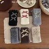 Zapatos y calcetines para niñas, calcetines de estilo coreano a cuadros con lazo para primavera y otoño, calentadores de pantorrilla lindos para otoño e invierno para niñas