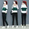 Nuevo Traje Deportivo para Correr de Moda de Primavera y Otoño para Mujer, Casual, Delgado, Estilo Coreano, Sudadera Holgada con Capucha, Talla Grande, Conjunto de Dos Piezas