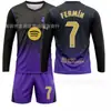 2627 Camiseta de fútbol de manga larga de visitante del nuevo Barcelona de Rodri, negra y morada, número 10, Yamal, Messi