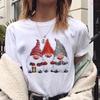Nueva y popular camiseta de talla grande con diseño de Papá Noel, árbol de Navidad, cuello redondo, estilo retro, de moda, para mujer, verano.