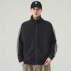 Moletom masculino com zíper e gola alta, cor sólida, jaqueta casual retrô estilo japonês, nova coleção outono 2026, moderno
