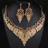 Collar y pendientes de boda de aleación con pedrería, directos de fábrica europea y americana, joyería de novia para bodas, joyería para banquetes