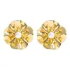 Pendientes de Tachuela de Moda Versátiles para Todas las Estaciones Europeos y Americanos Pendientes Largos Irregulares Geométricos de Flor de Aleación de Alta Gama Dorados