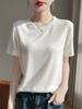 Camiseta de manga corta Tencel Lyocell para mujer, cuello redondo, color sólido, casual, temperamento, top de media manga, para usar debajo, venta al por mayor de fábrica, ropa de mujer