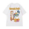 Camiseta Masculina de Manga Curta Transfronteiriça Desenho Animado Casual Hip-hop Top Verão Estilo Ins Ombro Caído Par Pulôver Camiseta
