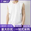 Chaleco de Verano Transfronterizo para Hombre Camiseta sin Mangas de Secado Rápido Seda de Hielo Fresca Camiseta Deportiva Holgada Manga Corta Ropa de Fitness para Correr