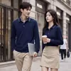 Camisa Polo de Larga Manga de Seda de Morera de Gama Alta para Primavera y Otoño con Logo Personalizado, Top de Ropa de Trabajo para Oficina y Negocios con Texto Impreso