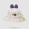 Sombreros de Encaje para Niñas de Primavera y Otoño, Sombreros de Pescador Súper Lindos con Lazo para Bebés de 1 a 3 Años, Sombreros de Pescador Versátiles Estilo Coreano