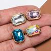 Yiwu colgante rectangular octogonal de acero inoxidable de un solo agujero acero titanio gema diy aretes collar accesorios para tocado material