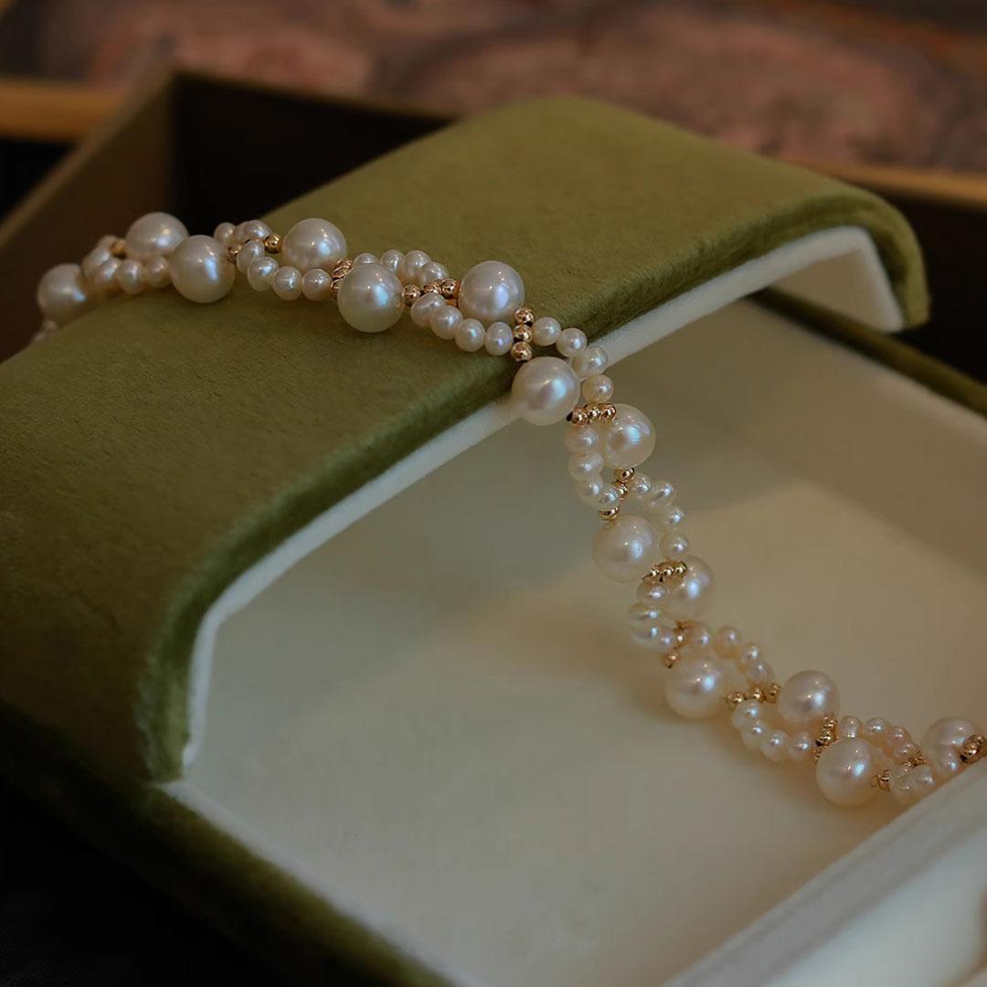 手工编织猫爪天然淡水珍珠手链女轻奢小众高级感甜美网