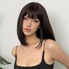 Cross-border peruca quente mulheres cabelo curto realista natural mulheres franja preta cabeça de onda fb Amazon cobertura completa da cabeça