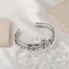 Distrito de Lu Nova Moda Transfronteiriça Elegante Cor Zircônia Pulseira Aberta Cobre Banhado a Ouro Leve Luxo Pulseira Feminina
