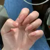 Manicure Removível Acabada Manjusaka Huai Fei Patch de Unha Oval Curto Natural para Alunos Toca o Rosto para Mostrar Clareamento Manicure Nude