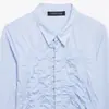 Comércio Exterior Transfronteiriço Roupas Femininas 2026 Novos Produtos Estilo Europeu e Americano Design Francês Camisa de Popeline Plissada Elástica 4772011