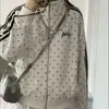 Moletom Feminino Outono Novo Estilo Coreano Estilo Academia Estampa Completa de Bolinhas Gola Alta Solto Versátil Cardigã com Zíper Jaqueta Casual