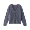 26 Otoño/Invierno Lujoso Suéter de Lana Cachemir Seda de Mora Cepillada Cardigan Abrigo de Punto Puyuan Cuello en V