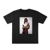 Camiseta de seda de leche con estampado de rap callejero europeo y americano, hip-hop de alta calle, retro, para hombres y mujeres, top de verano
