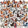 Nuevo Set de 56 Pegatinas Dinámicas de Caballos Galopando, Motivos de Caballos Estilo Pintura al Óleo, Pegatinas de Animales Vintage para Decoración de Diario