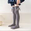 Calcetines hasta la rodilla para niñas Primavera y Otoño Calcetines combinables para estudiantes Niñas medianas y grandes Estilo princesa con lazo Calcetines cómodos hasta el muslo para niñas