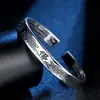 Pulseira Vintage Coração de Lótus Buda com Sutra do Coração de Xizang, Pulseira Retrô para Homens e Mulheres, Sutra do Coração Prajna, Pulseira de Prata Miao Tailandesa