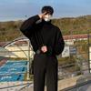 Suéter de gola alta MYQ masculino inverno estilo coreano solto moderno engrossado all-match cor sólida manga comprida malha base camisa