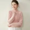 Nueva Camiseta de Punto Gruesa de Cachemira para Mujer Otoño e Invierno, Cuello Medio Alto, Ajuste Holgado Adelgazante, Top Cálido con Suéter por Dentro