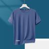2025 Nova marca da moda de verão Ice Silk Camiseta de manga curta masculina da moda Meia manga Gola redonda Camiseta solta Top Roupas para homens