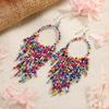 Pendientes de borlas con cuentas de arroz largas estilo étnico bohemio retro, joyería popular europea y americana, suministro transfronterizo para mujer