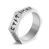 Anel Cruzado Nórdico Viking Luen Rune Hexagonal de Aço Titânio Escovado Anel Personalizado Masculino Estilo Neutro Primeira Joia