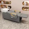 Cama de Lavar Cabelo para Salão de Beleza Transfronteiriça, Cama de Lavar Cabelo com Bacia Cerâmica Semi-Reclinável, Cama de Lavar Cabelo com Massagem para Salão Venda por Atacado