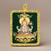 Pingente Thangka de Xizang Zakilam Quadrado Liga de Aço Titânio Dourado Vários Padrões de Minério Podem Escolher Direto da Fábrica